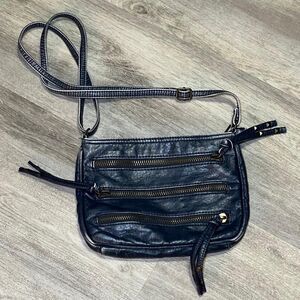 Y2K, Arizona blue distressed zipper Crossbody‎ bag